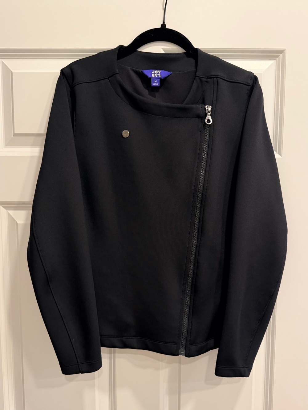 JoyLab Black Scuba Fabric Asymmetrical Zip Jacket
